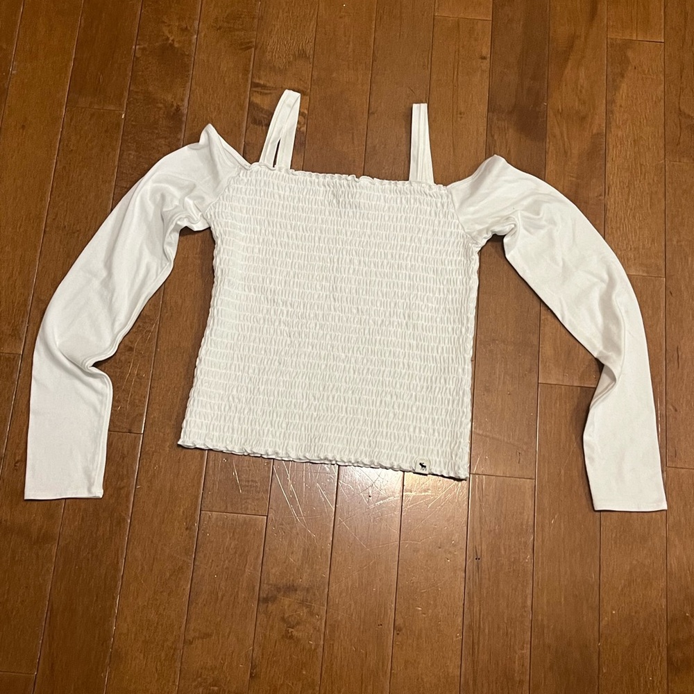 Abercrombie Kids Girls 13/14 White Off-Shoulder Smocked Top
